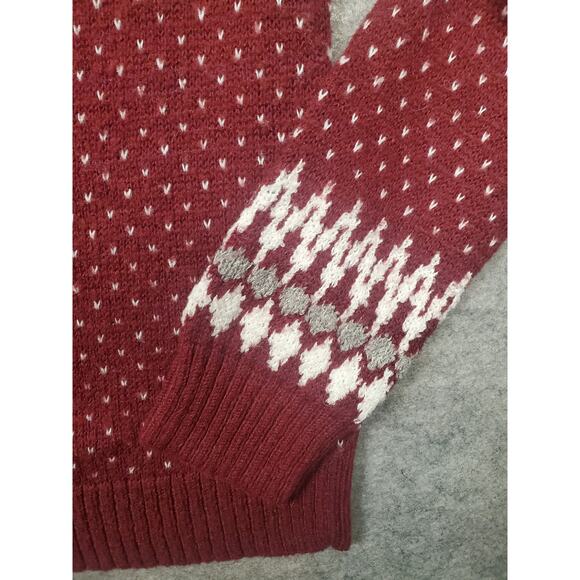 Eddie Bauer Women's Size Medium Red White & Gray Fair Isle Sweater - Picture 6 of 6